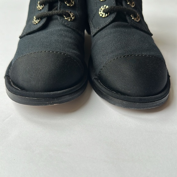 CHANEL Cotton Grosgrain Cap Toe CC Black Lace Up Boots Original Box Dust Bags 38 - Picture 7 of 11